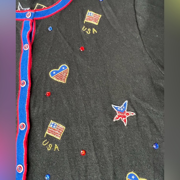 Quacker Factory Womens Cardigan Sweater Plus Sz 3X  America Stars Patriotic - Picture 14 of 16